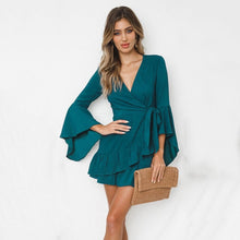 Load image into Gallery viewer, Long Sleeve Lace up Mini Dress
