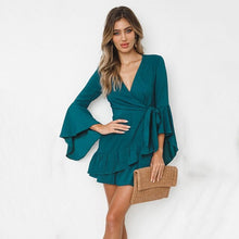 Load image into Gallery viewer, Long Sleeve Lace up Mini Dress